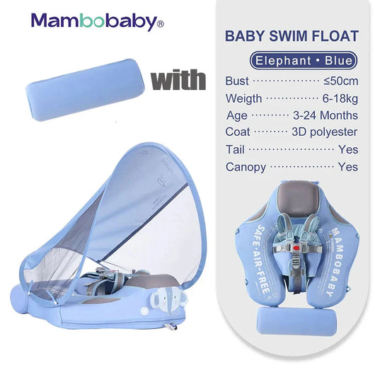 Non Inflatable Swim Float with Canopy Blue