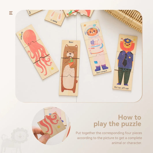 3D Wooden Animal Puzzle Montessori Toys