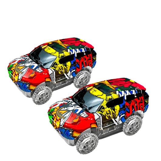 Climbing Electric Engineering Dinosaur Railway Car 2PCS Graffiti car 2