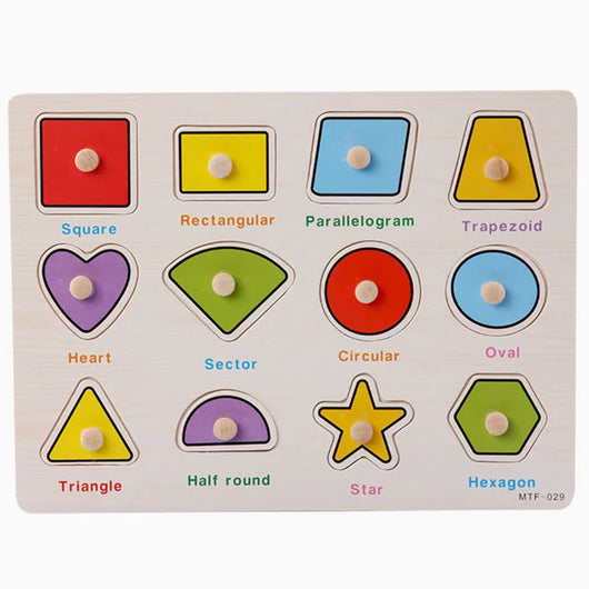 Montessori Wooden Puzzle Board Shapes 12