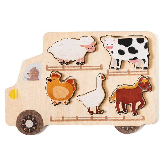 Kids Wooden Animal and Car Puzzle Toy Animal Puzzle