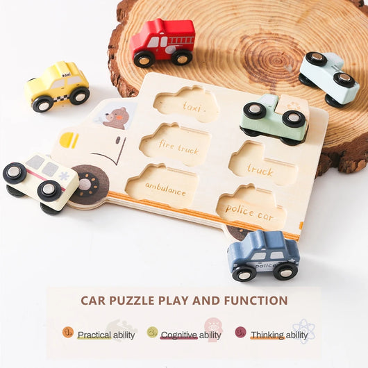 Kids Wooden Animal and Car Puzzle Toy