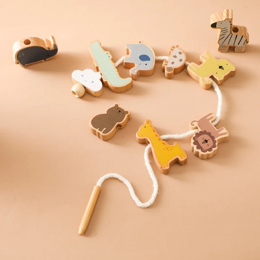Animal Stringing and Stacking Wooden Toy Set