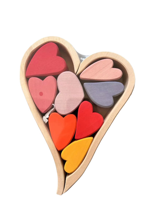 Lime Wood Montessori Rainbow Arch Stacking Toy Set Lime pastel heart