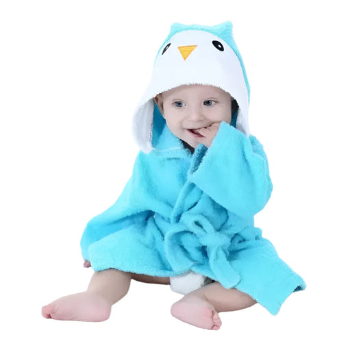 Baby Cotton Bathrobe Penguin Blue Green