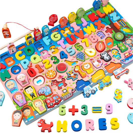 Wooden Educational Puzzle Toy 763 9in1 pink