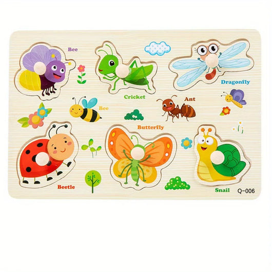 Montessori Wooden Shape Peg Puzzle Toy Insect