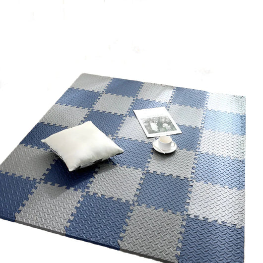 Colorful Baby Puzzle Floor Mat Gray and cyan