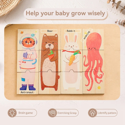 3D Wooden Animal Puzzle Montessori Toys