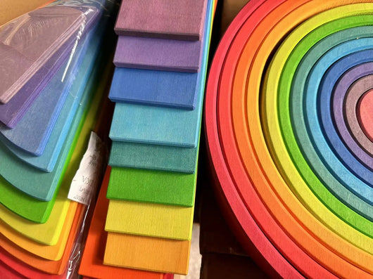 Lime Wood Montessori Rainbow Arch Stacking Toy Set