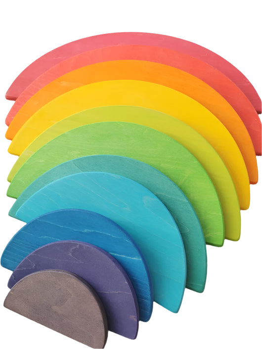 Lime Wood Montessori Rainbow Arch Stacking Toy Set Semi thick 8mm