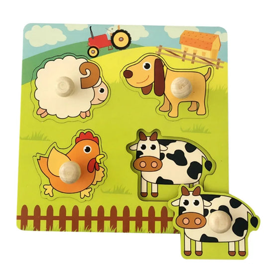 Montessori Wooden Puzzle Board Cow