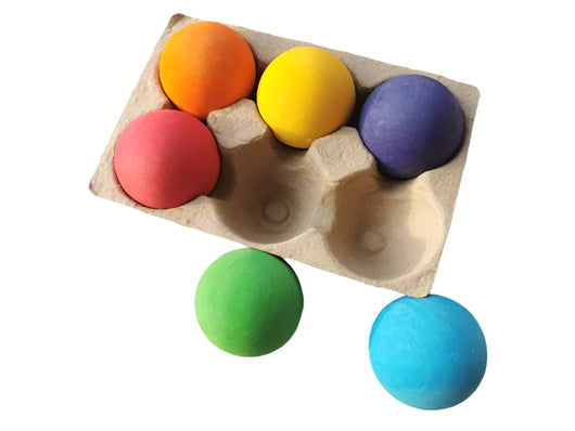 Lime Wood Montessori Rainbow Arch Stacking Toy Set Matte balls 6