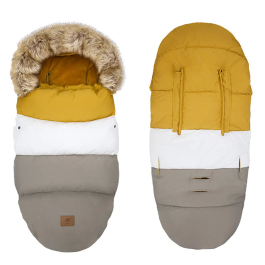 Universal Winter Stroller Footmuff Yellow White Light Grey