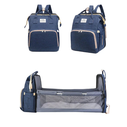 Baby Foldable Bed Diaper Bag with Changing Station Deep Blue
