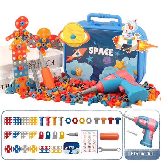Kids Electric Drill Tool Set Blue 211pcs
