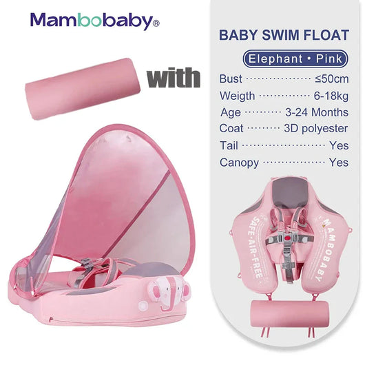 Non Inflatable Swim Float with Canopy Pink