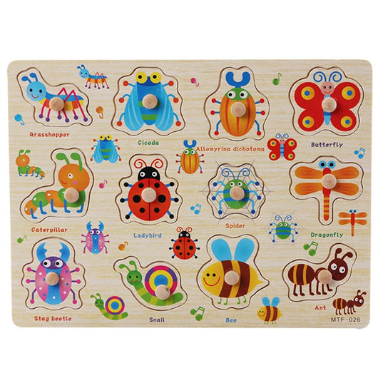 Montessori Wooden Puzzle Board Grasshopper