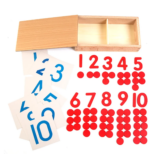 Montessori Wooden Math Learning Set Numbers 1-10 with Red Dots