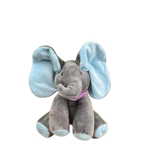 Peekaboo Singing Elephant Plush Toy Blue