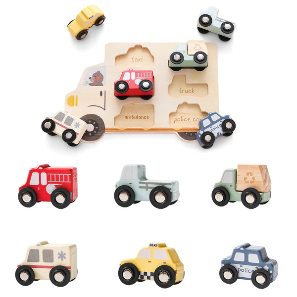 Kids Wooden Animal and Car Puzzle Toy