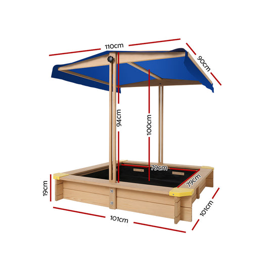 Kids Wooden Sandpit with Canopy