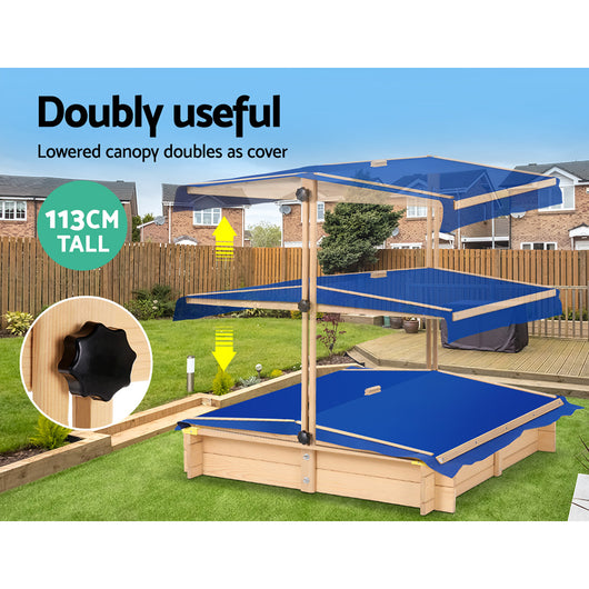 Kids Wooden Sandpit with Canopy