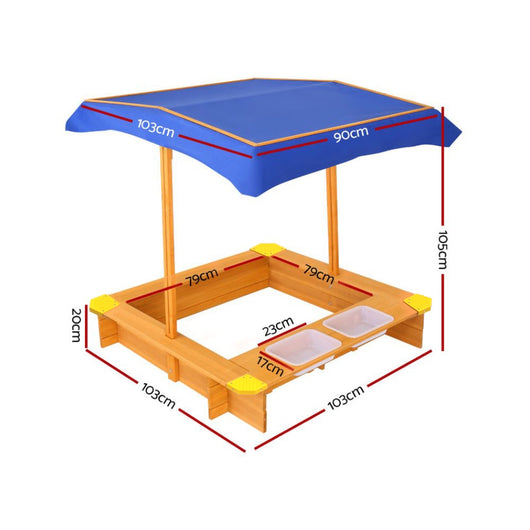 Kids Sandpit with Canopy and Water Basins