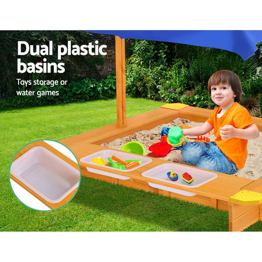 Kids Sandpit with Canopy and Water Basins