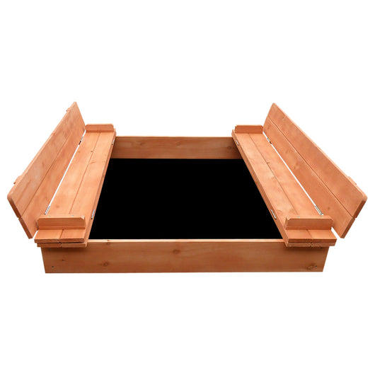 Kids Wooden Sandpit with Foldable Seats