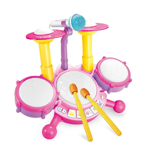 Musical Drum Set with Microphone pink