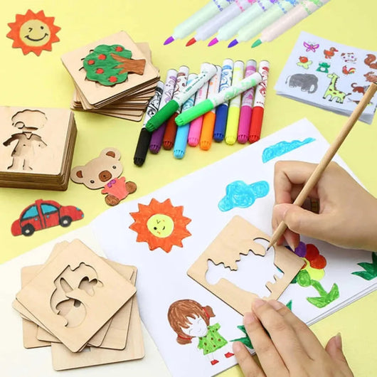 20pcs Montessori Wooden Drawing Stencil Set
