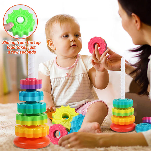 Rotating Montessori-Inspired Rainbow Tower