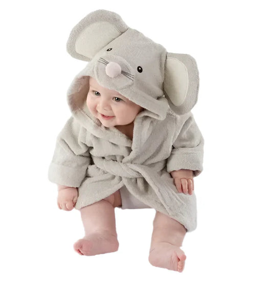 Baby Cotton Bathrobe Mouse Khaki