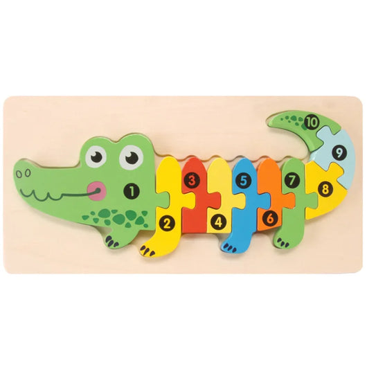 3D Montessori Wooden Puzzle Crocodile