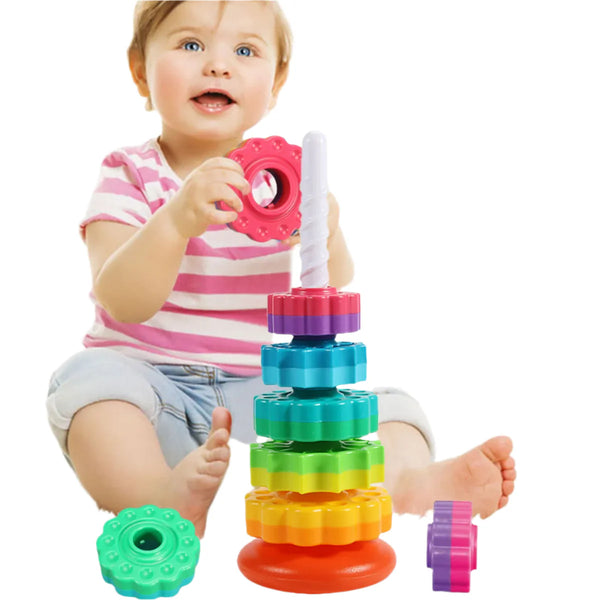 Rotating Montessori-Inspired Rainbow Tower