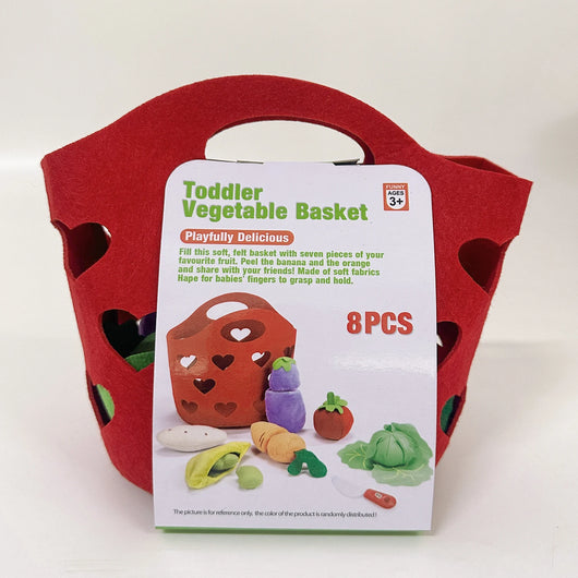 8pcs Felt Food Vegetable Basket Pretend Play Set