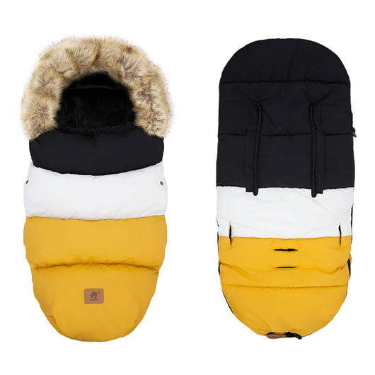 Universal Winter Stroller Footmuff Black White Yellow