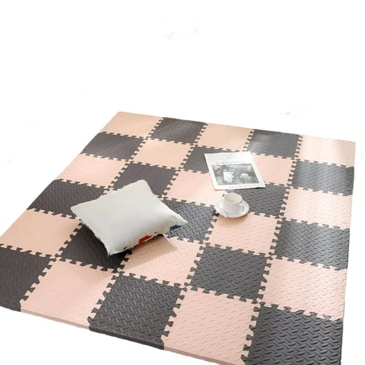 Colorful Baby Puzzle Floor Mat Beige and Brown