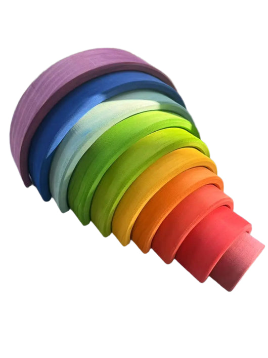 Lime Wood Montessori Rainbow Arch Stacking Toy Set Pine purple 10