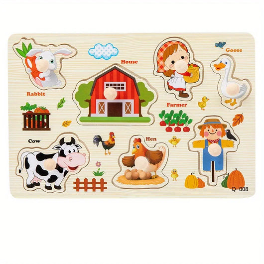 Montessori Wooden Shape Peg Puzzle Toy