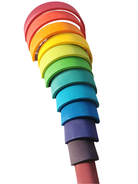 Lime Wood Montessori Rainbow Arch Stacking Toy Set Lime 12 no scars