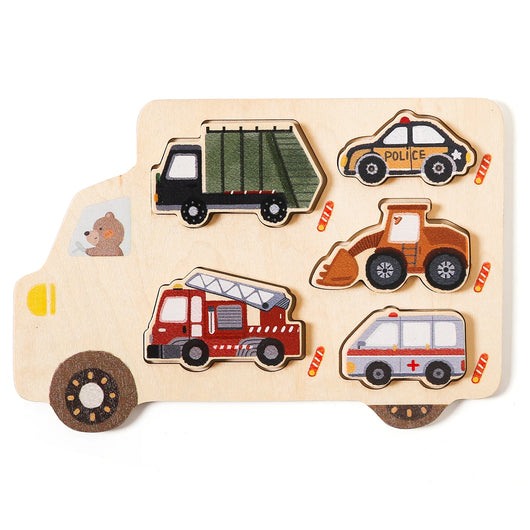 Kids Wooden Animal and Car Puzzle Toy Car Puzzle