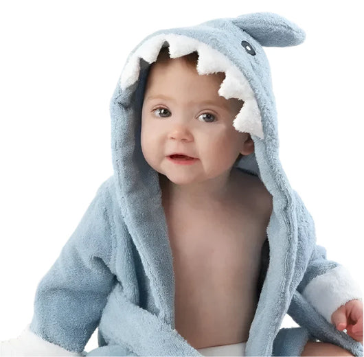 Baby Cotton Bathrobe Shark Blue