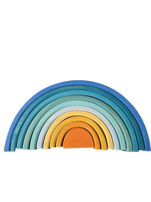 Lime Wood Montessori Rainbow Arch Stacking Toy Set Pine summer 10