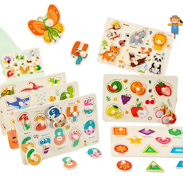 Montessori Wooden Shape Peg Puzzle Toy