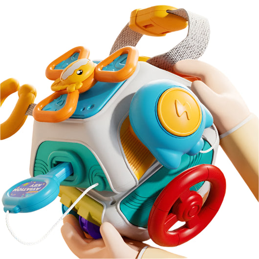 Baby Busy Board Montessori Sensory Toy Wheel Lock Box