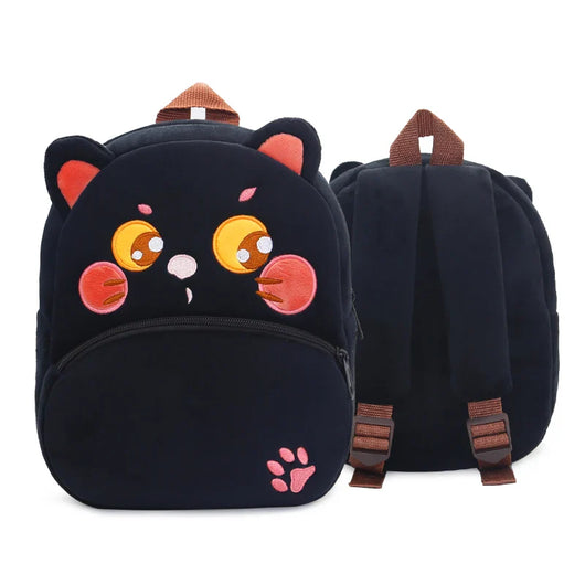 Kids Plush Cartoon Backpack Black Cat