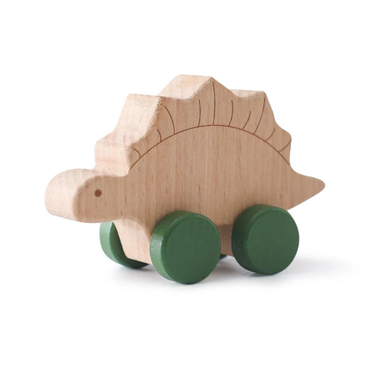 Wooden Dinosaur Car Teether Toy Stegosaur
