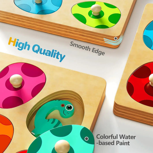 Montessori-Inspired Wooden Dinosaur Puzzle